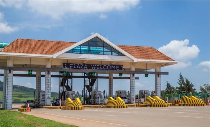 A toll booth on a modern expressway