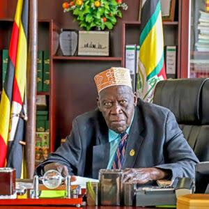 Uganda's national flag at half mast